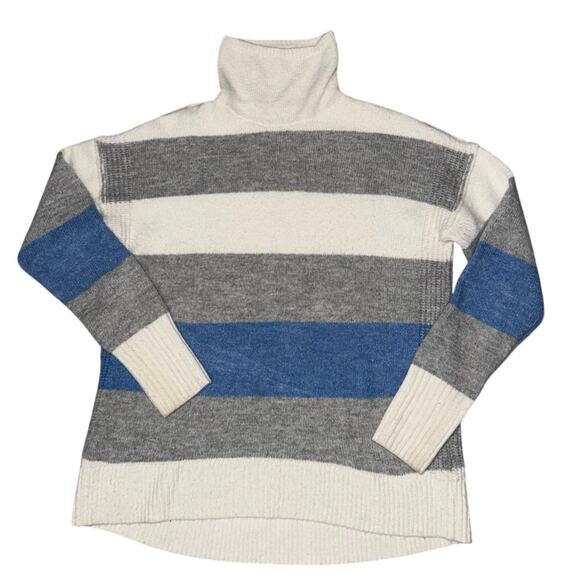 Brushed Turtleneck Pullover Sweater Women’s Large Gap Striped - Picture 2 of 3